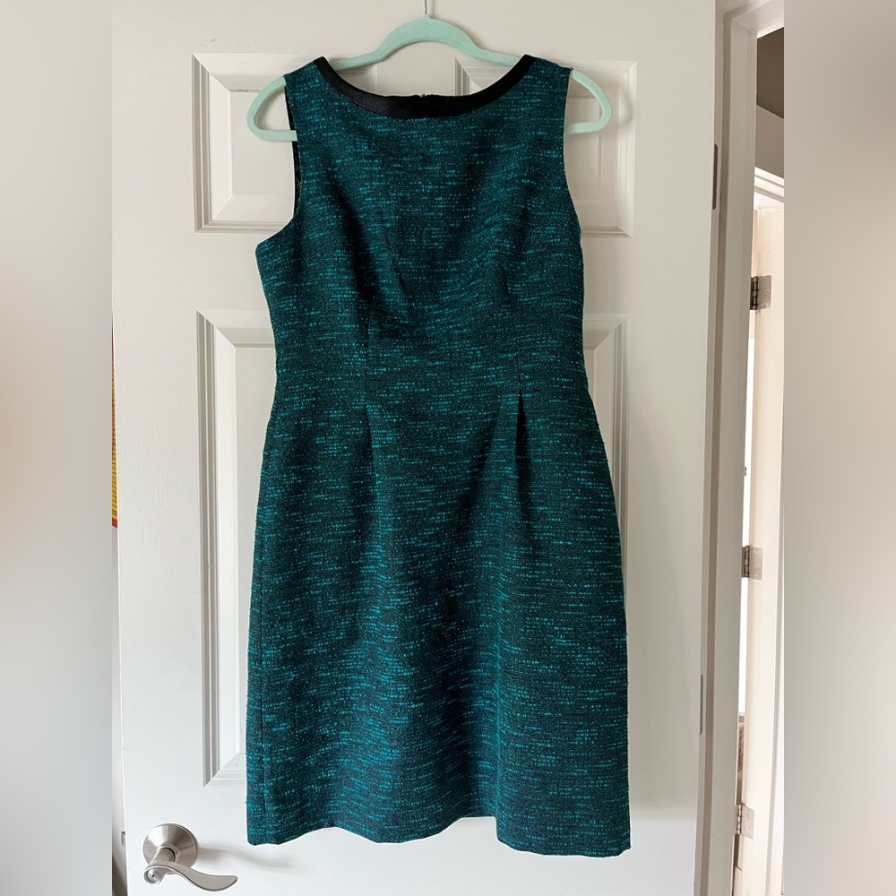 Tahari Black and Teal Textured Dress